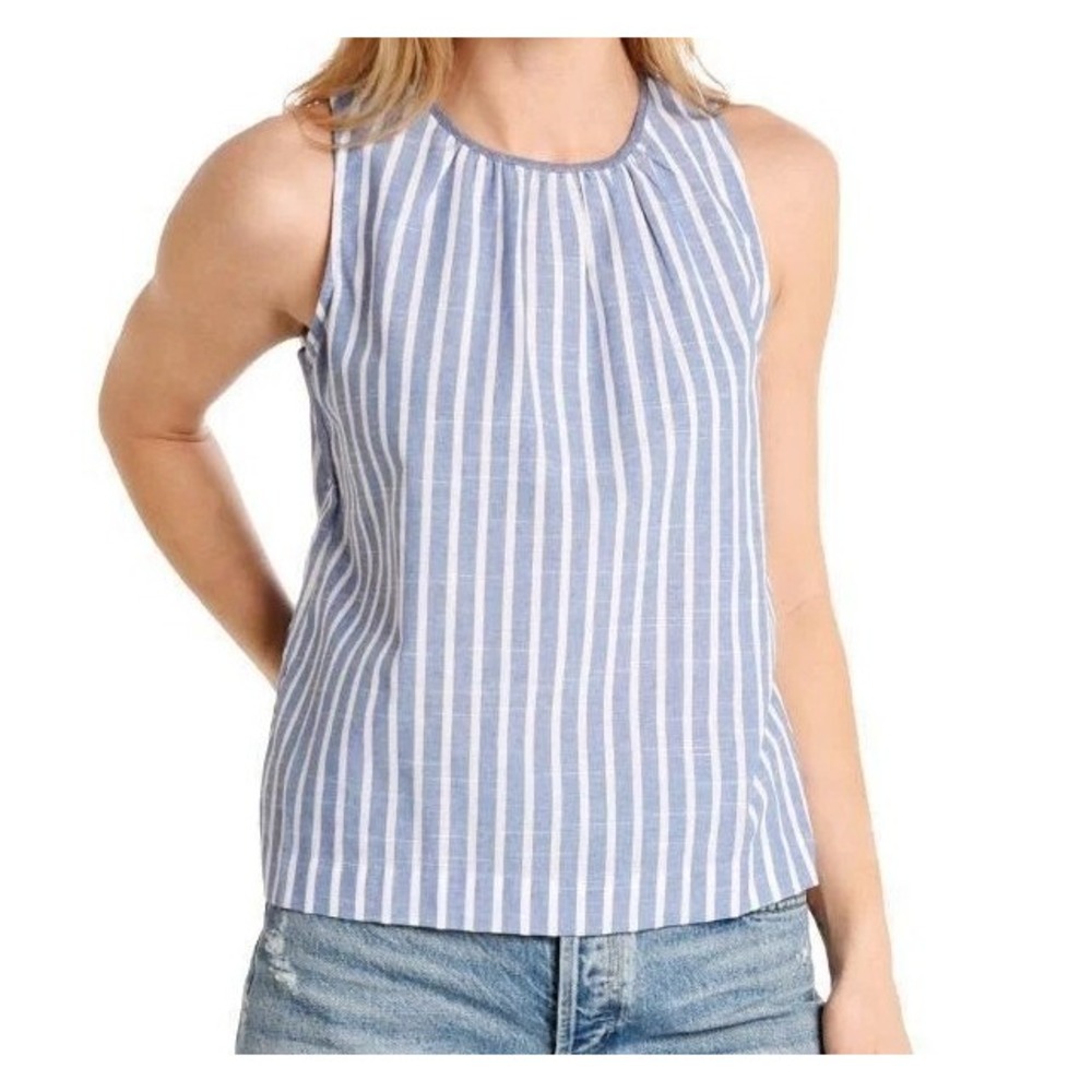 THML Blue White Striped Tunic Top Sleeveless Size Large
